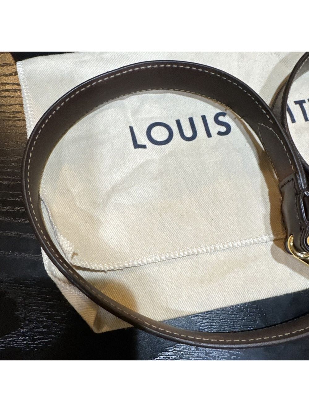 Louis Vuitton Damier Ebene Canvas Leather 25mm Buckle Belt 90/36 w COA - Picture 13 of 15
